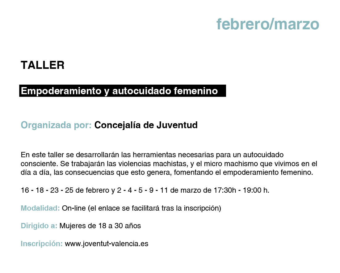 TALLER Empoderamiento y autocuidado femenino