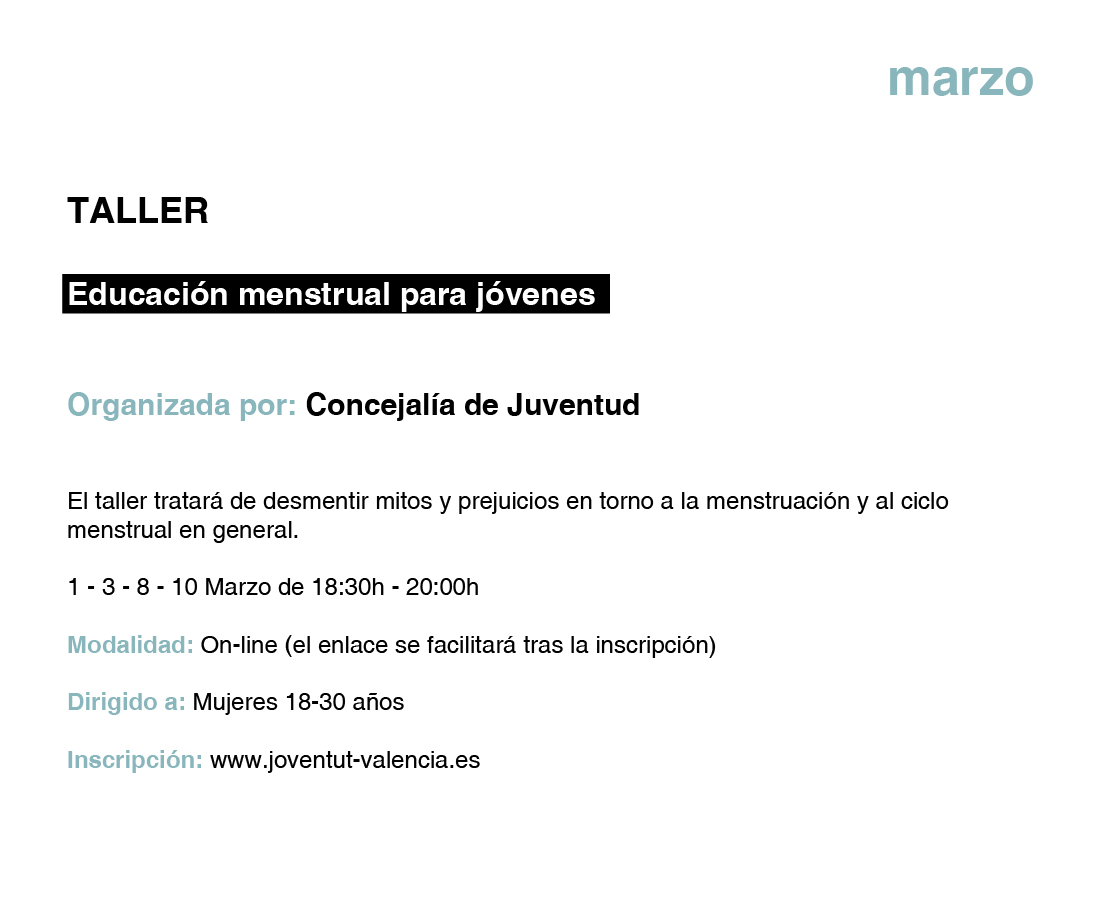 TALLER Educación menstrual para jóvenes