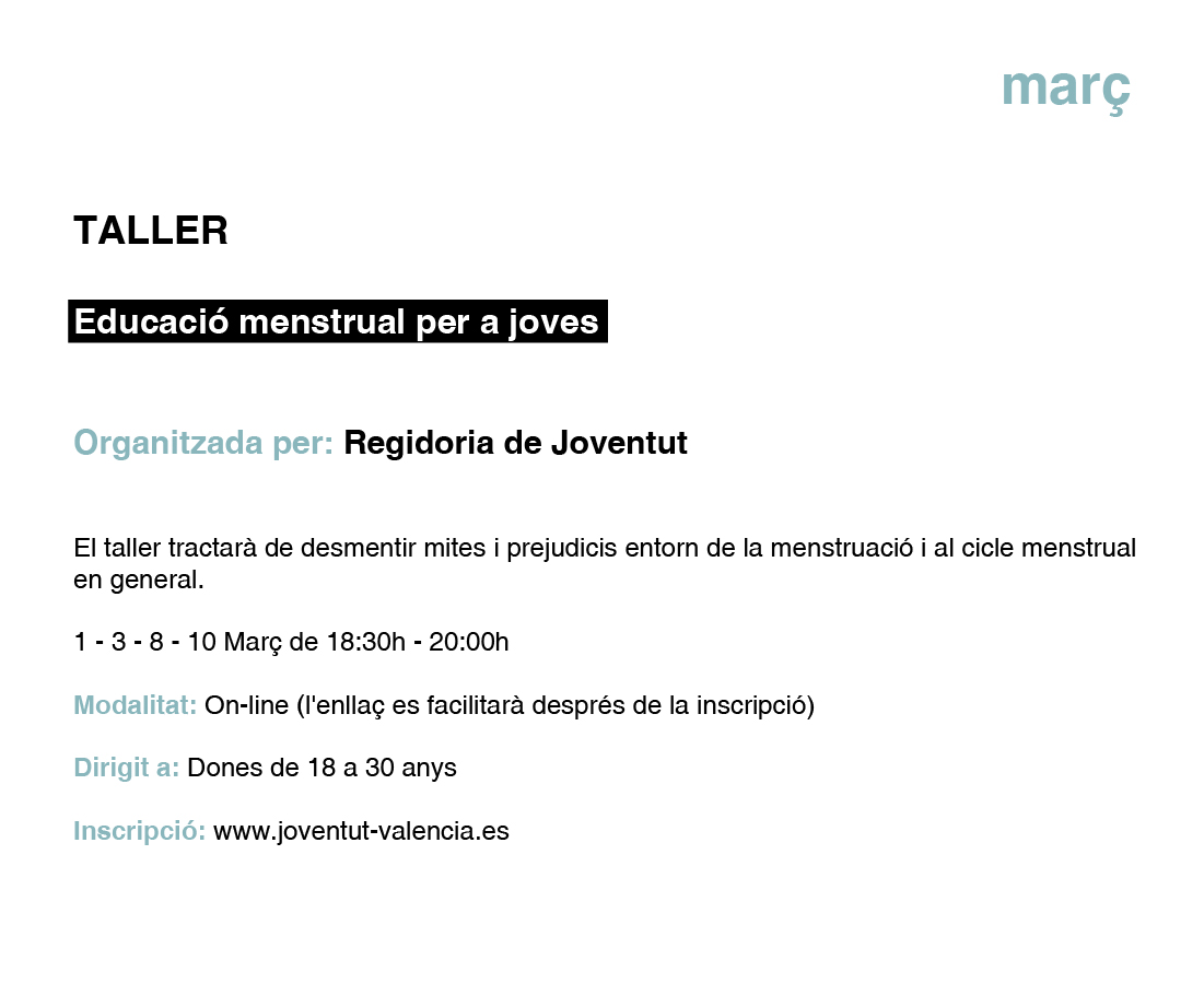 TALLER Educació menstrual per a joves