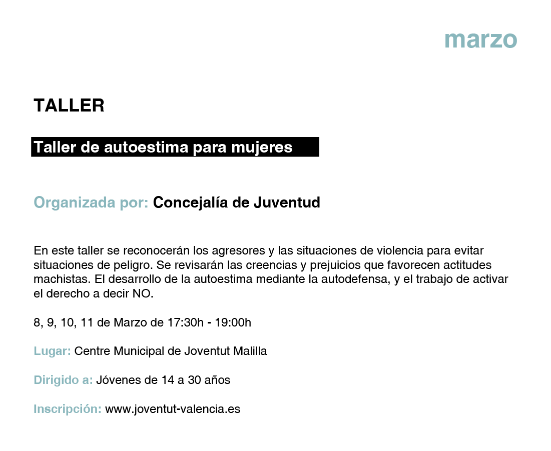 TALLER Taller de autoestima para mujeres