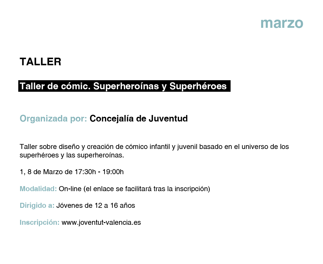 TALLER Taller de cómic. Superheroínas y Superhéroes