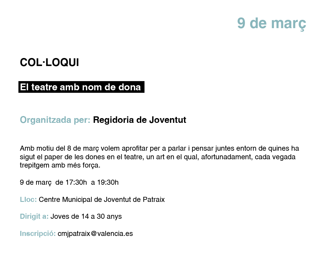 COL·LOQUI El teatre amb nom de dona