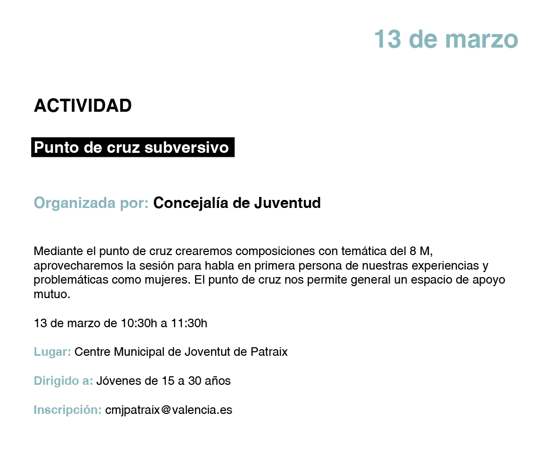 ACTIVIDAD Punto de cruz subversivo