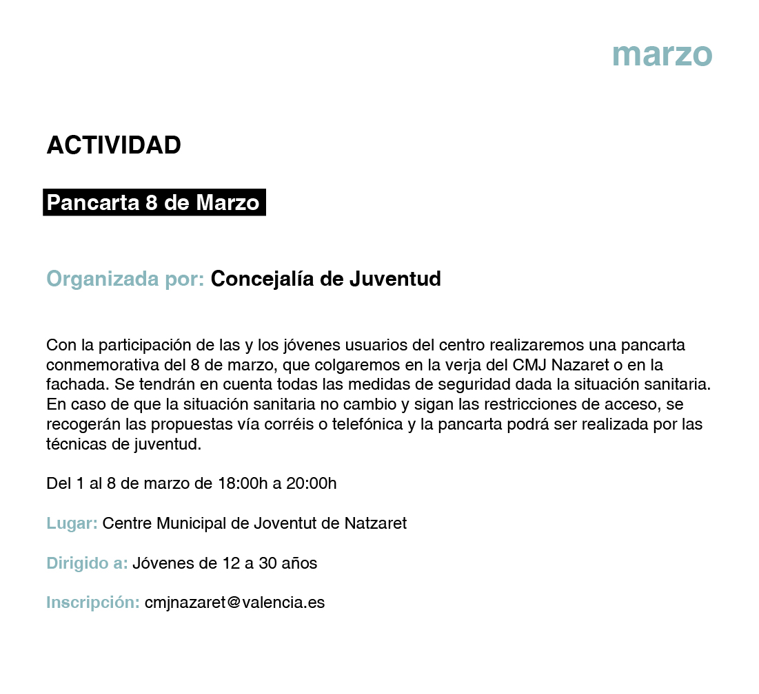 ACTIVIDAD Pancarta 8 de Marzo