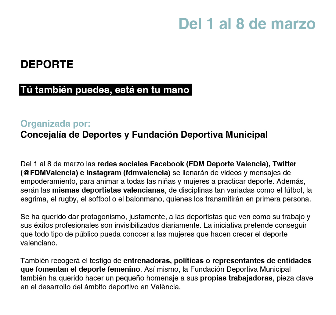 DEPORTE Tú también puedes, está en tu mano