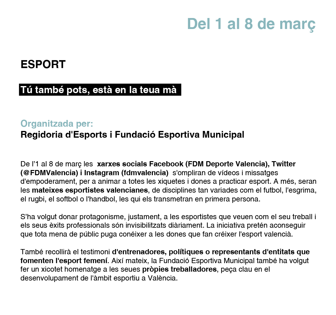 DEPORTE Tú també pots, està en la teua mà