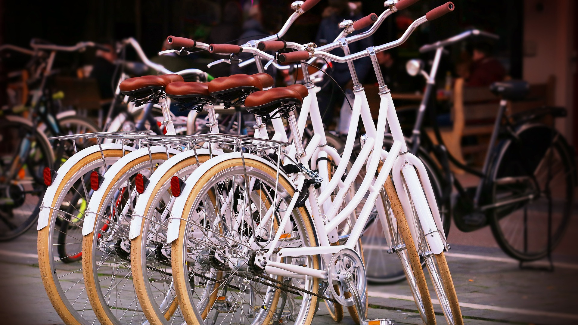 foto bicicletes de lloguer aparcades