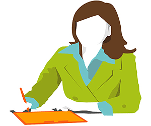 Mujer rellenando una hoja de reclamación