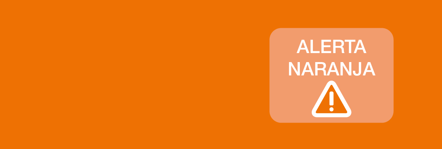 Señal de atención en color naranja y texto ALERTA NARANJA